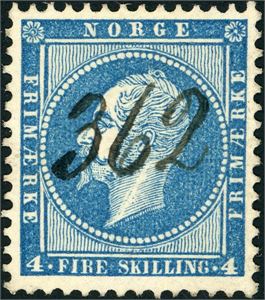 4. 4 skilling Oscar, anert med håndskrevet nummer "362" (Skarsvaag, FI).