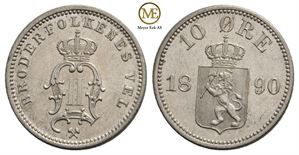 10 øre 1890 Oscar II. Kv.0