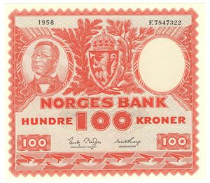 100 kroner 1958 F. Kv.0