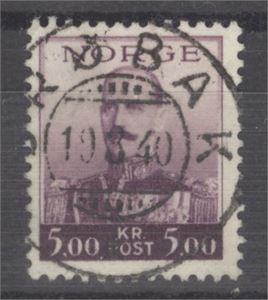 NK 216 , 5 Kr Haakon LUX DRØBAK 19-3-40