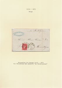 NK 18 NK 18 st. Bergen og påført "pr Nordstjernen" (DAMPSKIPET NORDSTJERNEN) på pent brev fra Bergen 13.11.1873, til T.hjem.