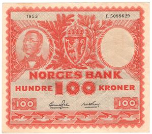 100 kroner 1953 C.5088629. Kv.1/1+