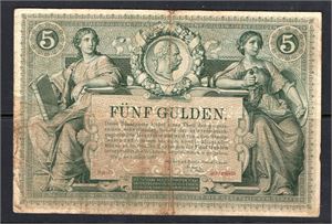ÖSTERRIKE-UNGERN 5 Gulden/5 Forint 1881, raritet!