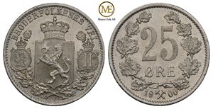 25 øre 1900 Oscar II. Kv.0