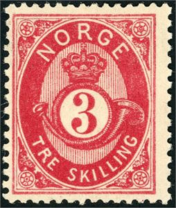 18 bX. 3 skilling Posthorn. Sentrert til venstre. (3.900,-).