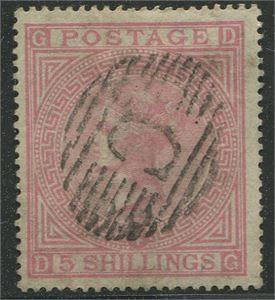 1882 5 shilling SGZ122 (SG134) plate 4 used in Constantinople