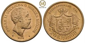 20 kronor 1876 Oscar II. Kv.0/01