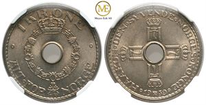 1 krone 1939 Haakon VII. Kv.0