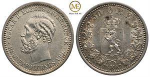 50 øre 1887 Oscar II Kv.0/01