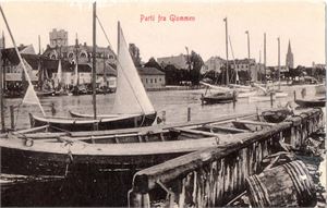 Postkort. Fredrikstad. Parti fra Glommen (I)