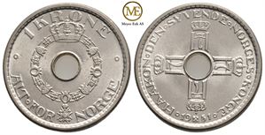 1 krone 1951 Haakon VII. Nydelig. Kv.0