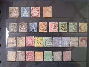 SCHWEIZ samling i insticksbok med många kompletta serier Pro Patria och Pro Juventute