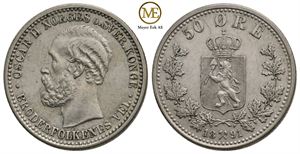 50 øre 1891 Oscar II. Kv.01