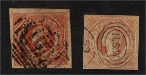NEW SOUTH WALES 1854 Mi 19a, b 1 Sh i båda nyanser. (Mi € 240)