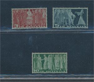 SVEITS xx Mi 328v-330v, 1938 høyverdier komplett serie (€ 240)