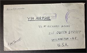 NEDERLANDSK BRIGADE I SINGAPORE Brev 1946 til USA via British Fleet Mail