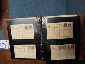 Safe brevalbum med diverse fra prefrim 1852, 12 kort stemplet "ADVENT BAY" diverse krigsbrev etc. Spennende!