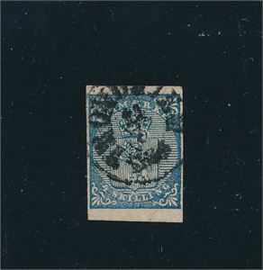 Nk 1 DOBBELTFOT o. 4 marger bred til smale stemplet "THRONDHJEM". Gammel attest Grønlund 1958