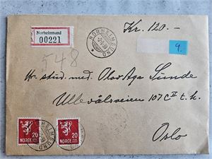 Bankobrev stmpl. Norheimsund. 3 privatsegl og mottaks-stemplet Oslo - Majorstuen
