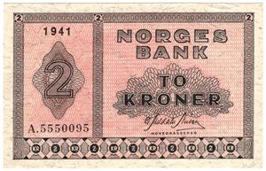 2 kroner 1941 A.5550095. Kv.01