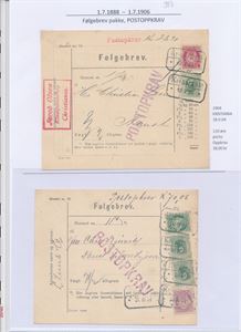 FØLGEBREV - POSTOPKRAV 2 pakker "KRISTIANIA 1901" til Trondhjem og "1904" til Naust