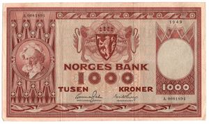 1000 kroner 1949 A.0081894. Kv.1