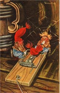 Postkort. Aukrust, Nisser i musefelle