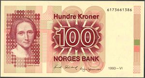 100 kroner 1993, nr 6173661386. 0