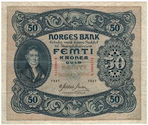 50 kroner 1937 B.4966778. Kv.1