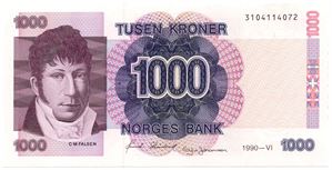 1000 kroner 1990 VI. Utg. Kv.0