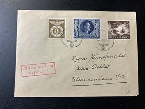 REICH Feltpostbrev stemplet 21.7.43 + "MIT SCHNELLBOOT BEFÖRDERT"