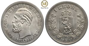 1 krone 1877 Oscar II. Kv.0