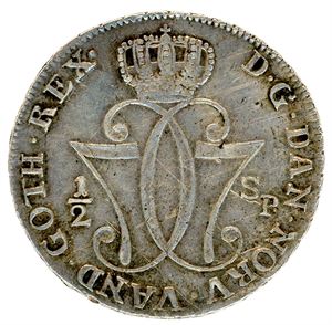1/2 Speciedaler 1777. Svake riper. NM 18, KM 252. 1+