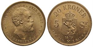 20 kroner/5 Speciedaler 1875 Oscar II. Kv.0/01