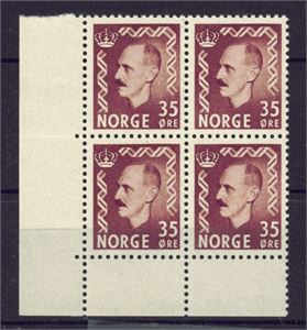 NK 397, 35 øre Håkon, postfrisk 4-blokk