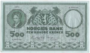500 kroner 1971 A.3802788. Kv.1+