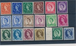 GB xx SG 515-31, 1952 komplett serie. 2 nyanser av 4d og 1s3 med platenummer i margen (£ 100+)