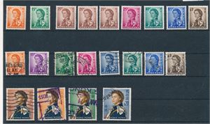 HONG KONG o/xx bruksmerker 1962-73, diverse verdier til $20. Serien fins i flere vannmerkestillinger og papirtyper. Øverste rad på bildet er postfrisk