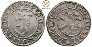 2 mark 1658 Frederik III. Kv.1/1+