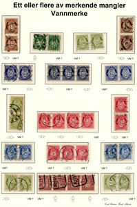 16 mindre enheter fra ca 1910/20, der alle mangler vannmerke på et av merkene i enheten. Meget uvanlig utbud!