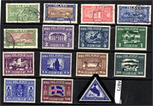 ISLAND o Mi 114-19, 1925 landskap (€ 19) + xx ex 125-40 10 forskjellige Alltinget (€ 113)