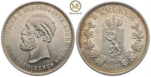 2 kroner 1892 Oscar II. Kv.0/01