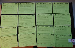 40 enkeltkort fra Ragners Frimerker, antagelig usolgte objekter fra samme innleverer. Omfatter Rogaland til Finnmark. Kun stedskort. Gammelt utrop 3975 kroner