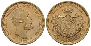 20 kronor 1890 Oscar II. Kv.0/01