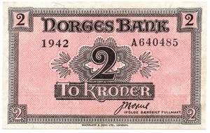 2 kroner 1942 A.640485. Kv.01
