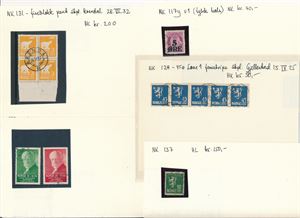 Nk 117y v1, 129 i 5-stripe, 131 i 4-blokk stemplet "ARENDAL 28 VI 32", 137 og 193 og 195 med ministempel "OSLO".
