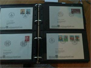 FDC album 1983-1985 med 35 til dels svært uvanlige vignetter "Viking Reklamebyrå"  Mange 8 pkt og UKJENTE vignetter.