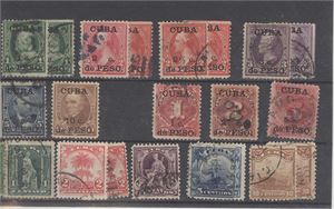 Cuba Amerikansk besettelse av Cuba 1899 samt Puerto Principe, merker på plansje og poser