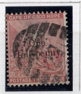 CAPE OF GOOD HOPE SG46 one half penny på 3p stpl. var. "bar missing". (SG £ 100)