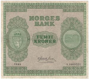 50 kroner 1945 A.4469521. Kv.1+/01